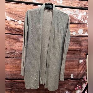 MOSSIMO TEXTURED GREY LONG CARDIGAN SIZE: PETITE SMALL